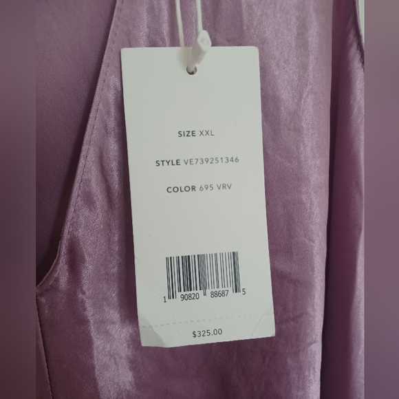 Vince NWT XXL Satin Double V-neck Lavender Slip Dress - Picture 4 of 4
